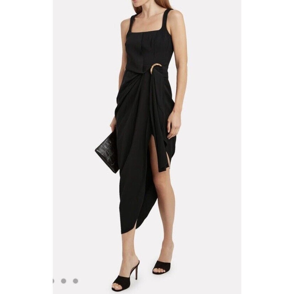 Acler Maine Draped Midi Dress Black Size US 4 New With Defects $450